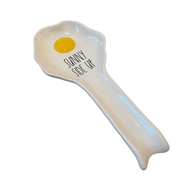 RAE DUNN Sunny Side Up Ceramic Spoon Rest Yellow | White | Black NEW - Picture 5 of 10